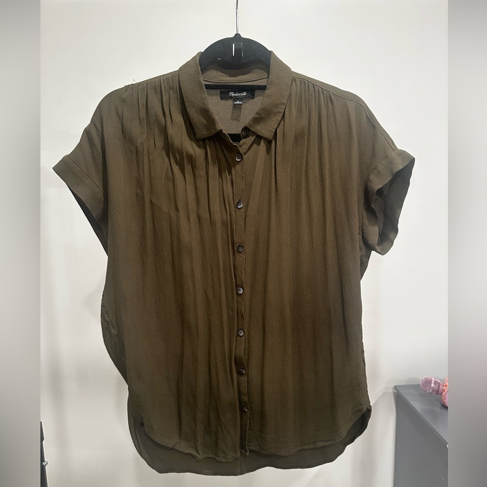 Madewell Central Drapey Shirt Olive Green
